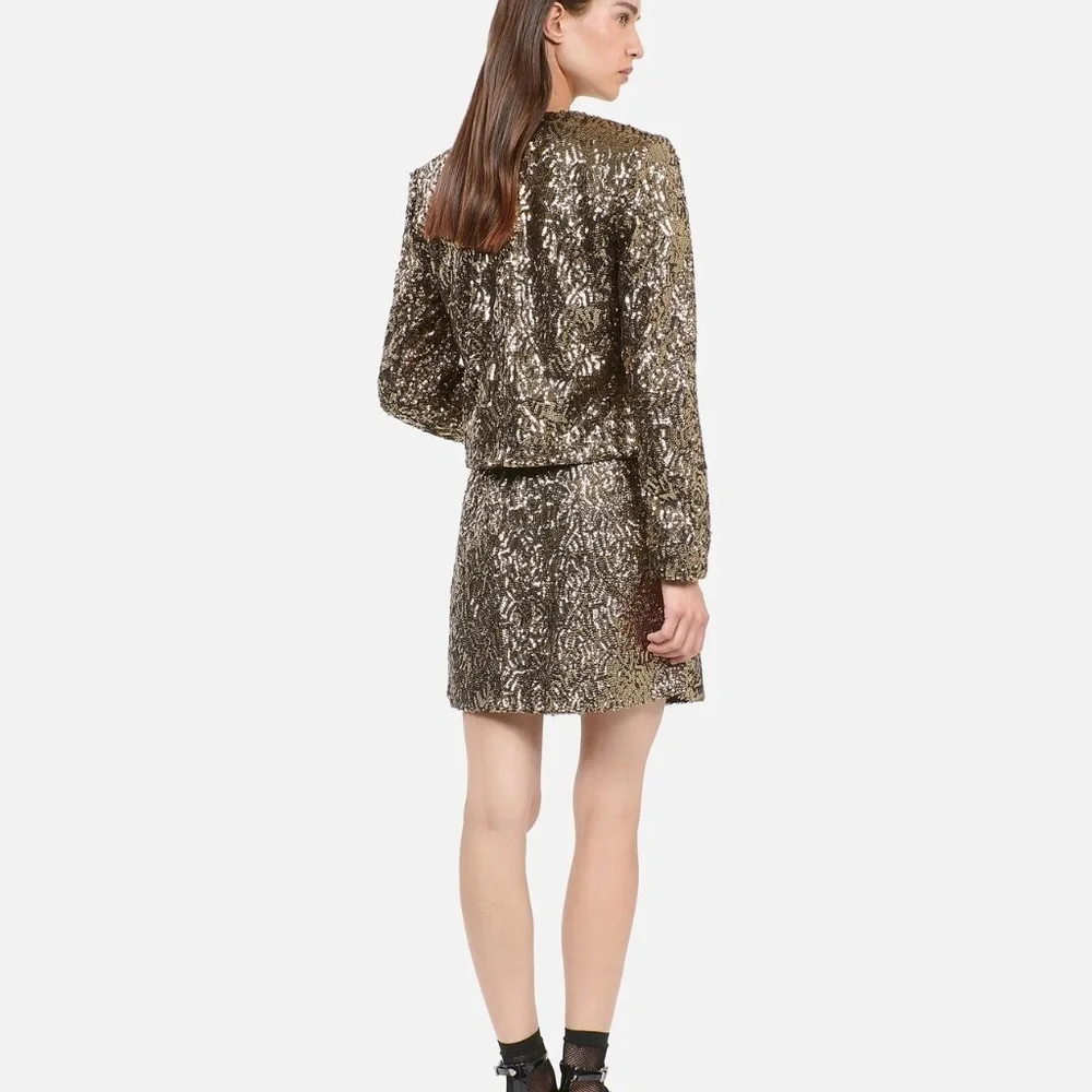 NWT | The Kooples | Gold Sequin Crop Jacket - Picture 3 of 10